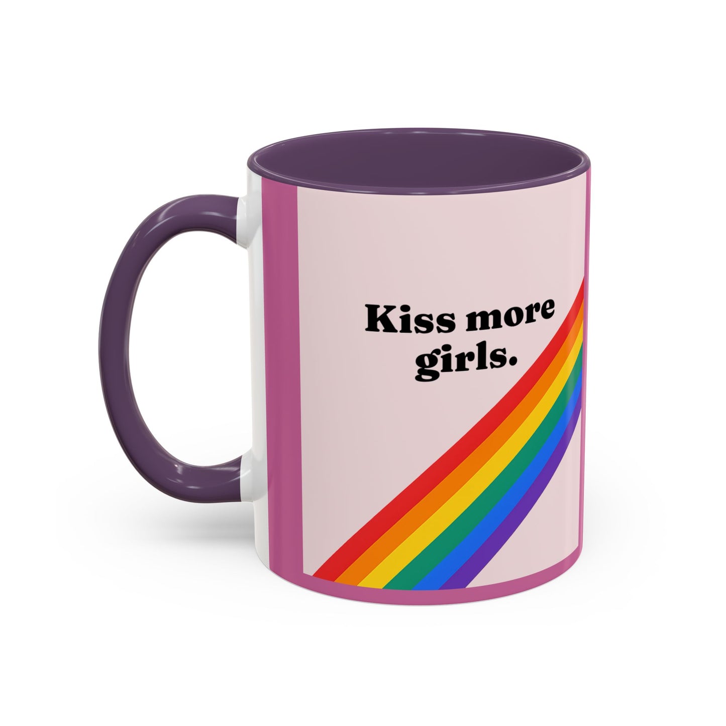 LGBT kiss girls Rainbow & Cherry Accent Coffee Mug - 11oz & 15oz