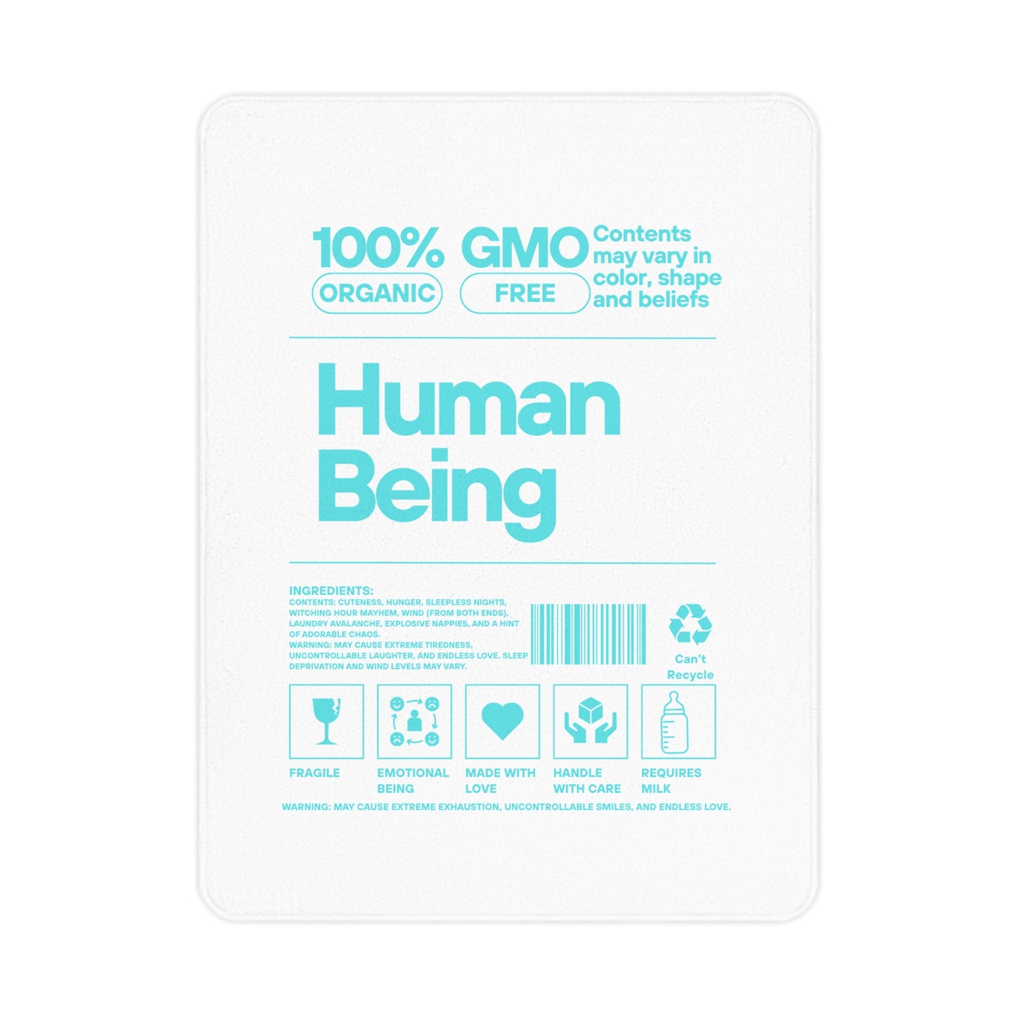 Organic Toddler Blanket – 'Human Being' Design, Eco-Friendly & Soft