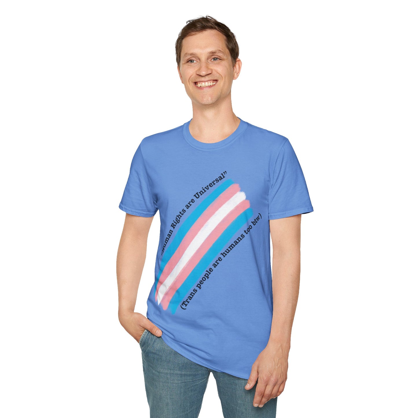 Unisex Softstyle T-Shirt - Trans Rights are Human Rights, Human Rights are Universal, LGBTQ+ Pride, Comfortable Casual Wear