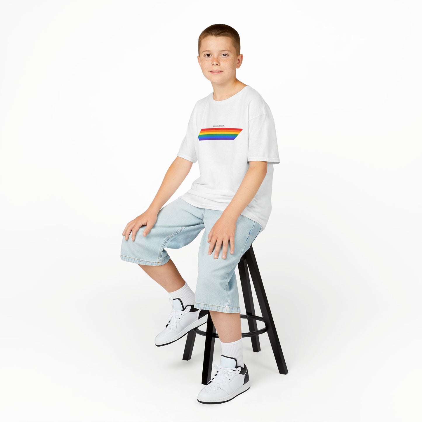 Kids Rainbow Graphic Tee - "Love out Loud" Design pride