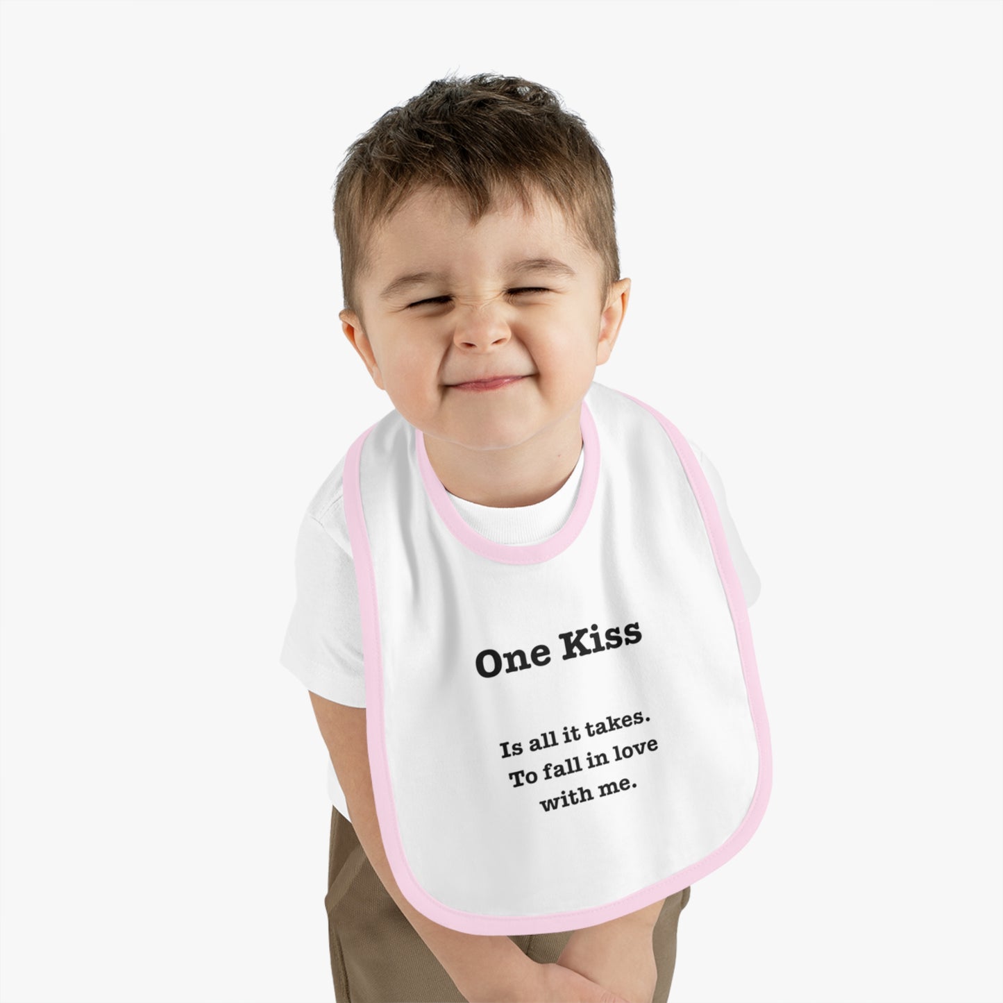 Cute Baby Bib - 'One Kiss' Inspirational Baby Bib for New Parents
