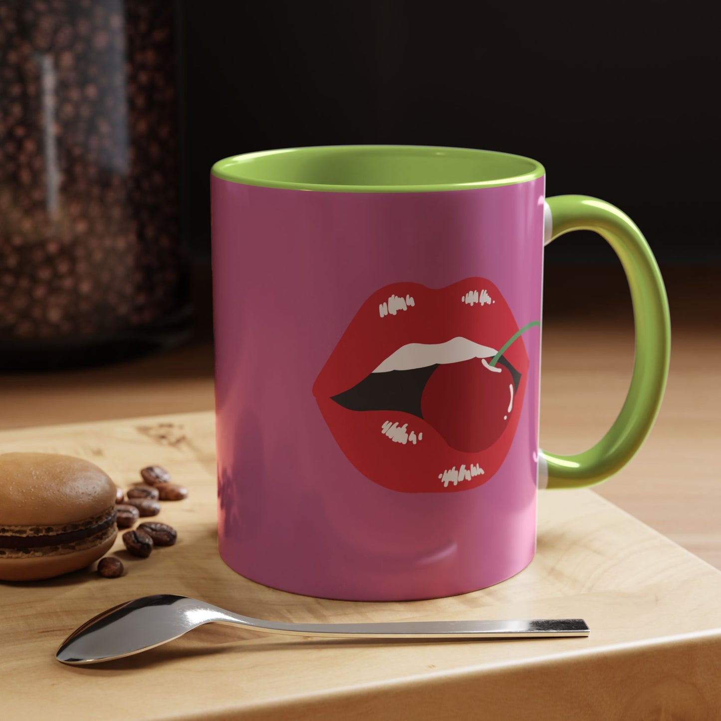 LGBT kiss girls Rainbow & Cherry Accent Coffee Mug - 11oz & 15oz