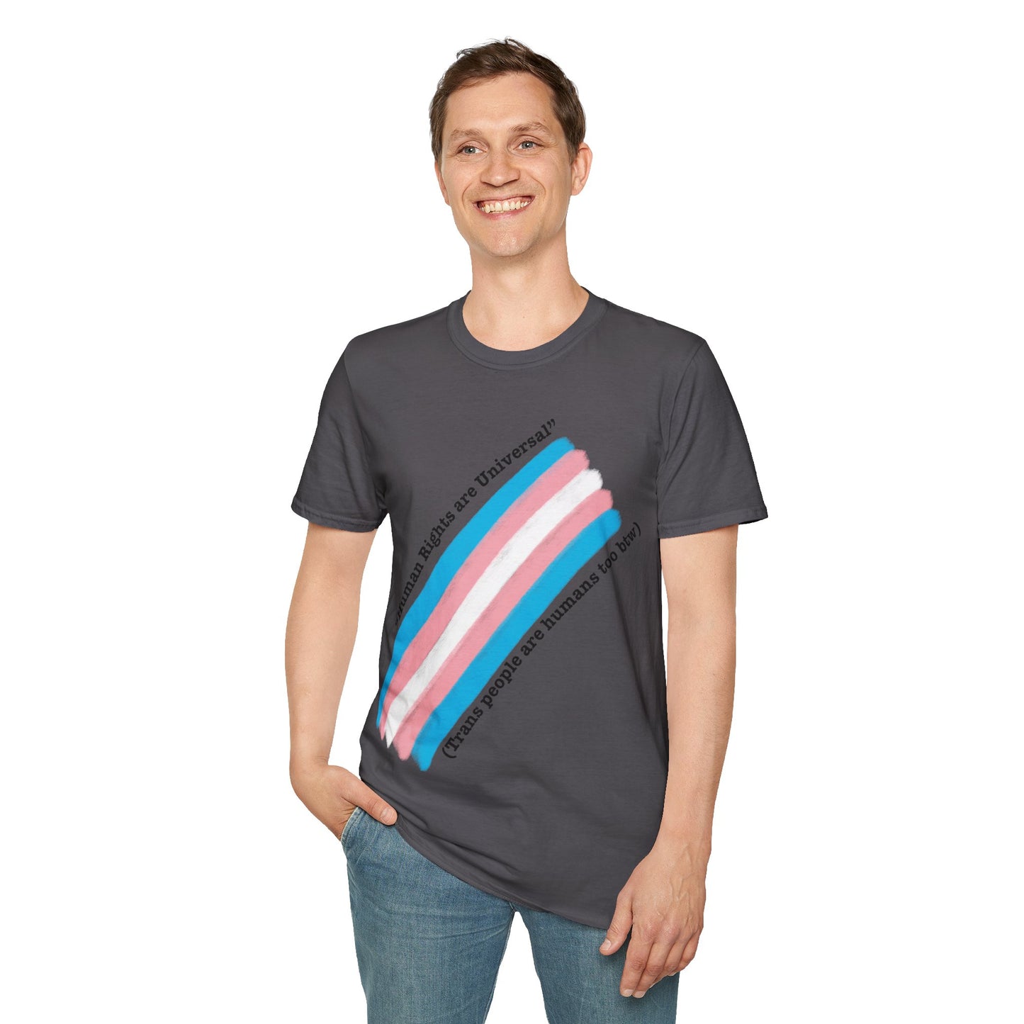 Unisex Softstyle T-Shirt - Trans Rights are Human Rights, Human Rights are Universal, LGBTQ+ Pride, Comfortable Casual Wear