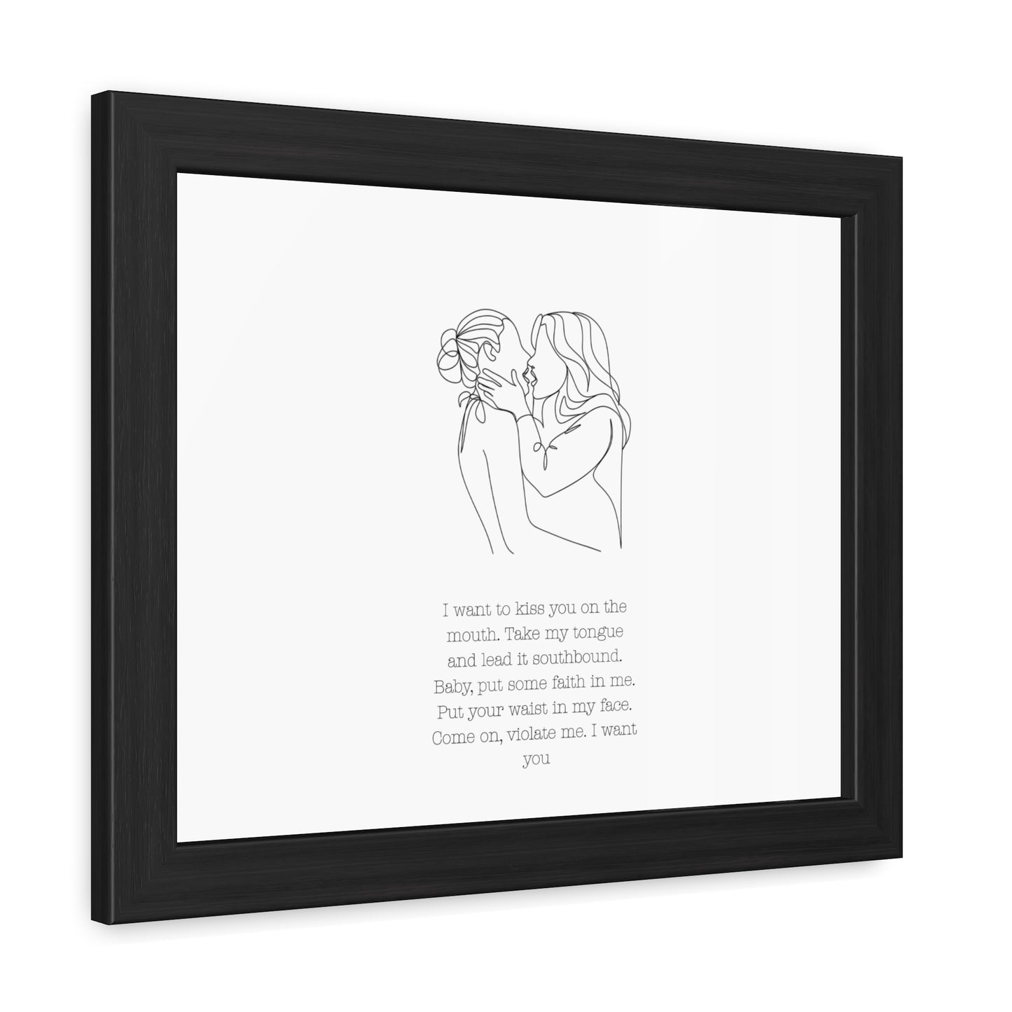 Two Girls Kissing Romantic Framed Poster with Passionate Quote Lesbian