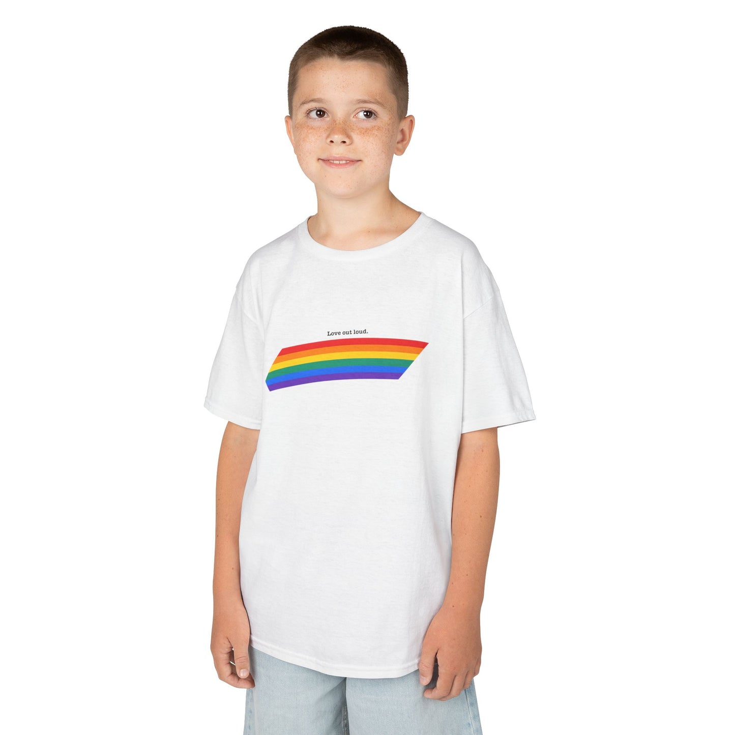 Kids Rainbow Graphic Tee - "Love out Loud" Design pride