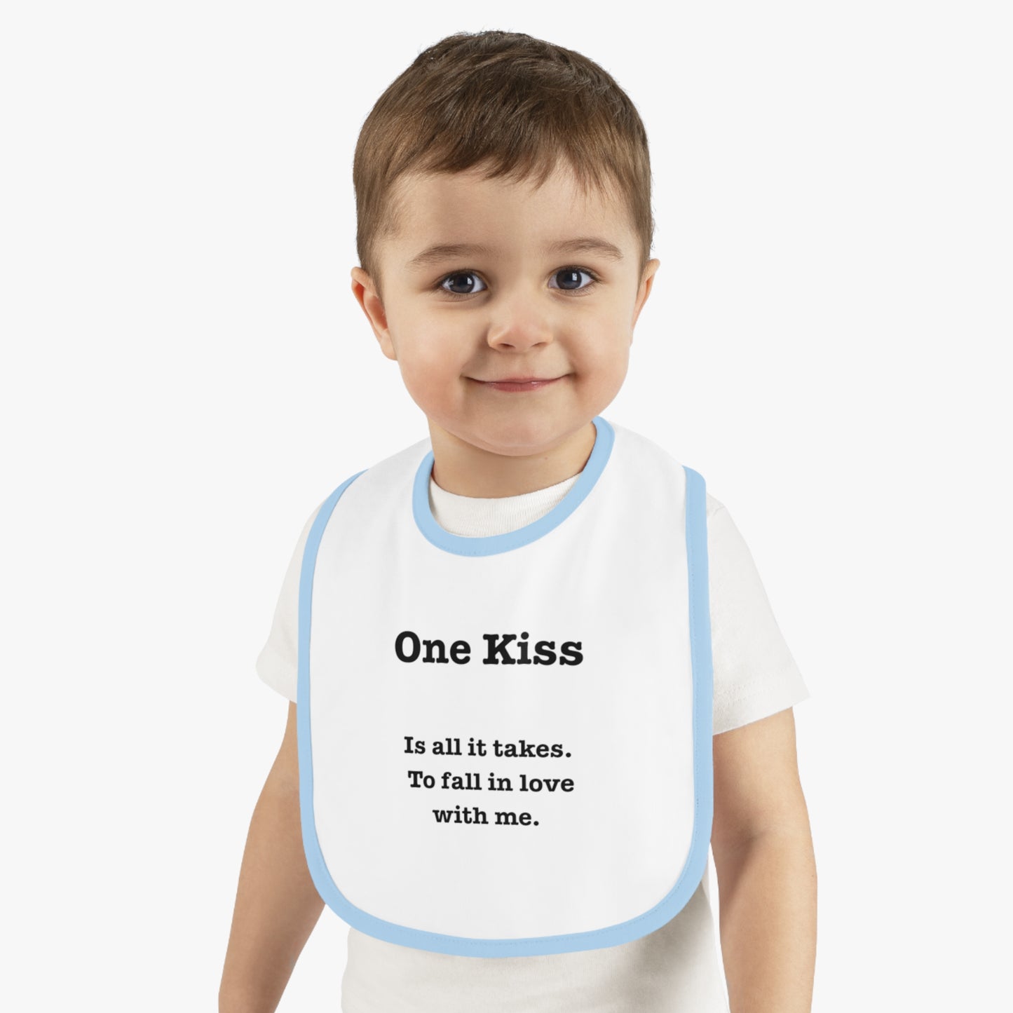 Cute Baby Bib - 'One Kiss' Inspirational Baby Bib for New Parents