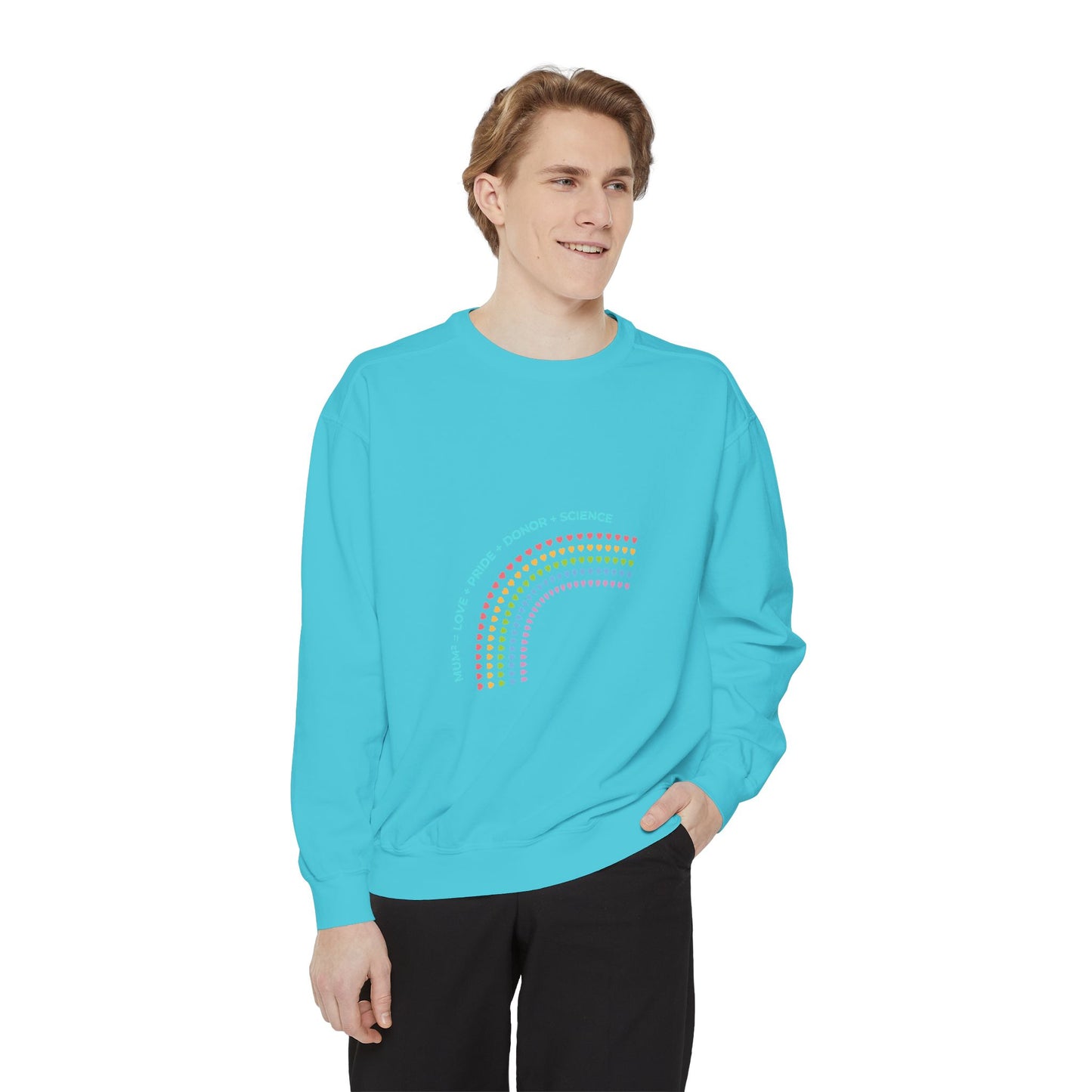 PRIDE MUMS2 Dot Rainbow Sweatshirt, Unisex Garment-Dyed Sweatshirt, Cozy Layering Piece, Perfect for Science Lovers, Gift for LGBTQ+ Ally