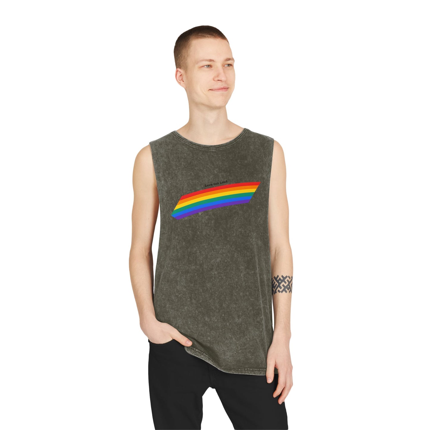 Unisex Stonewash Rainbow Pride Tank Top - Pride Apparel, Summer Essential