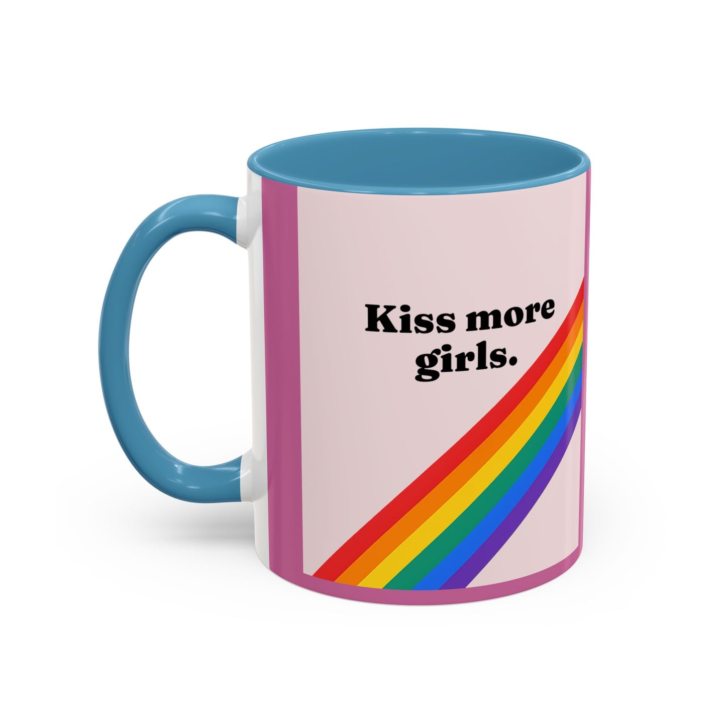 LGBT kiss girls Rainbow & Cherry Accent Coffee Mug - 11oz & 15oz