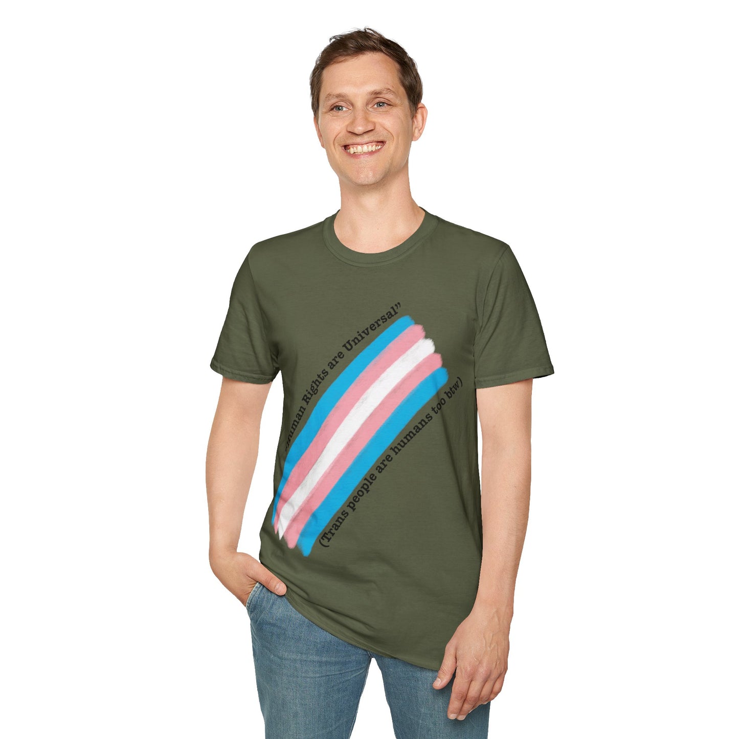 Unisex Softstyle T-Shirt - Trans Rights are Human Rights, Human Rights are Universal, LGBTQ+ Pride, Comfortable Casual Wear