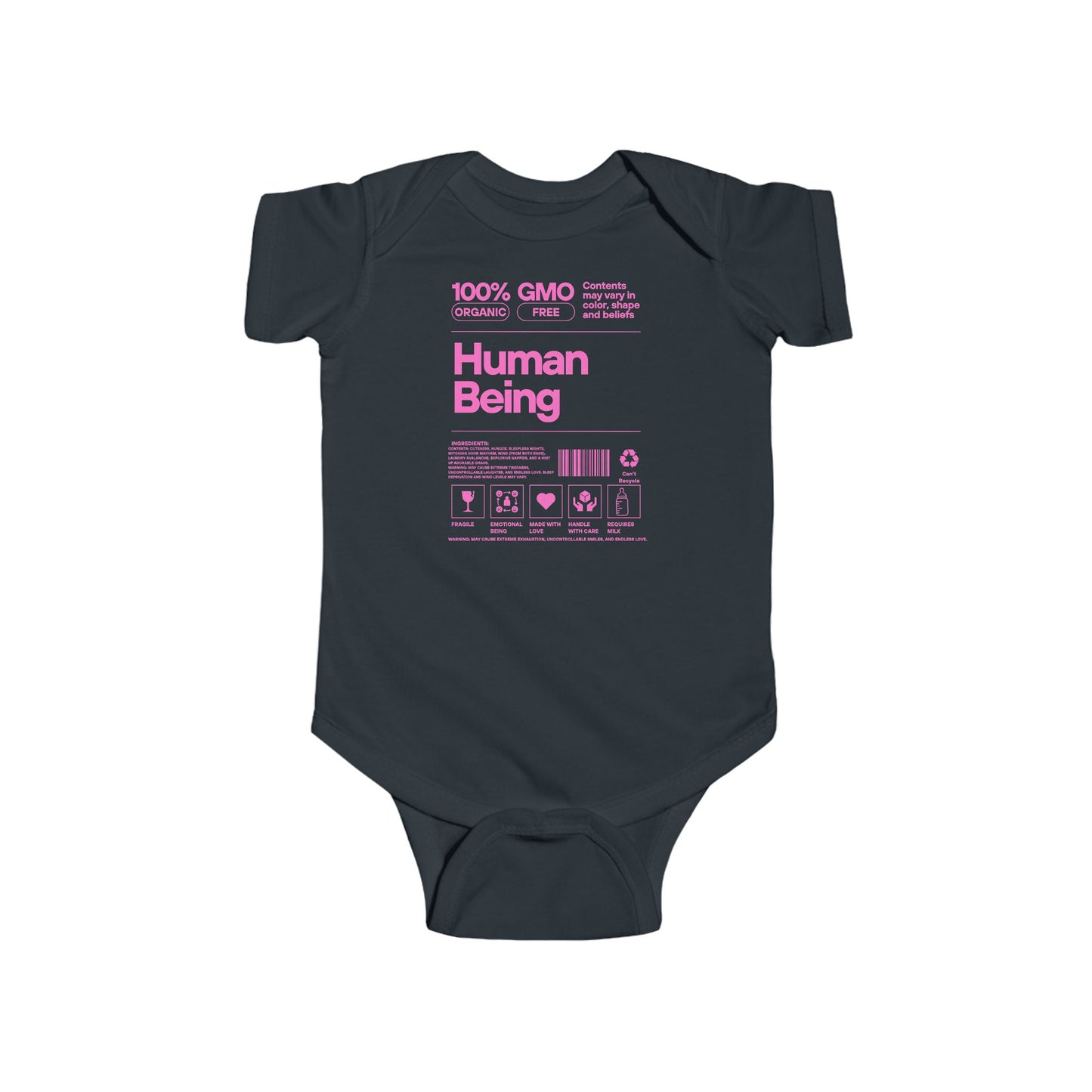 Funny Human Being Logo Infant Bodysuit, Baby Grow Gift, Cute Newborn Romper, Infant One-Piece Outfit, Toddler Jumpsuit, Gender Neutral Baby