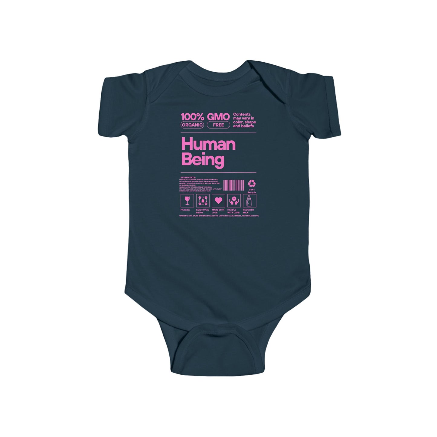 Funny Human Being Logo Infant Bodysuit, Baby Grow Gift, Cute Newborn Romper, Infant One-Piece Outfit, Toddler Jumpsuit, Gender Neutral Baby