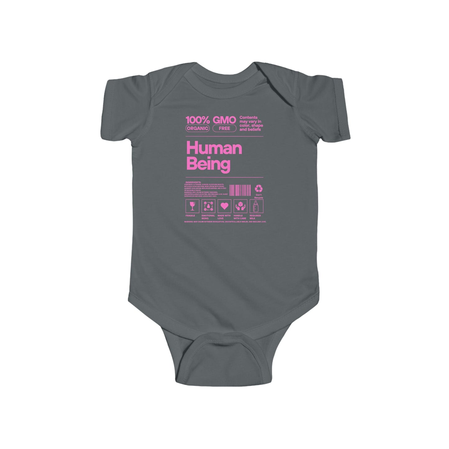 Funny Human Being Logo Infant Bodysuit, Baby Grow Gift, Cute Newborn Romper, Infant One-Piece Outfit, Toddler Jumpsuit, Gender Neutral Baby