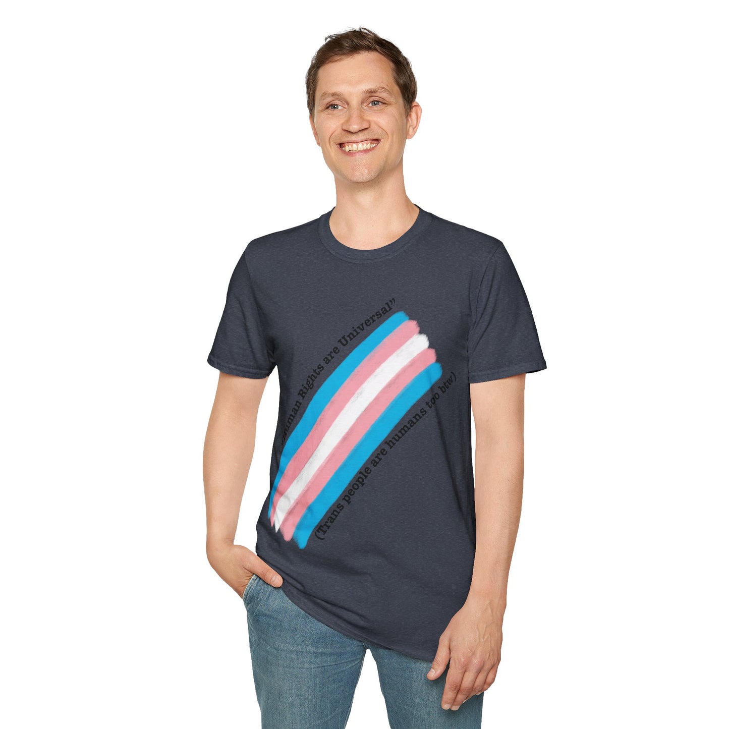 Unisex Softstyle T-Shirt - Trans Rights are Human Rights, Human Rights are Universal, LGBTQ+ Pride, Comfortable Casual Wear