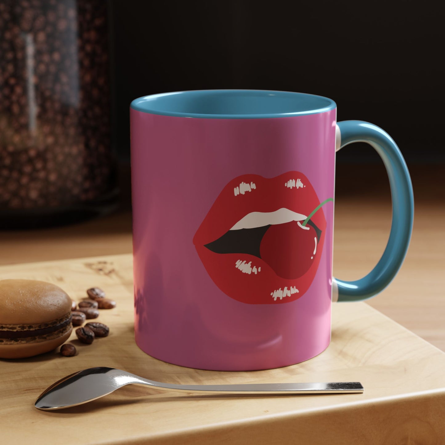 LGBT kiss girls Rainbow & Cherry Accent Coffee Mug - 11oz & 15oz