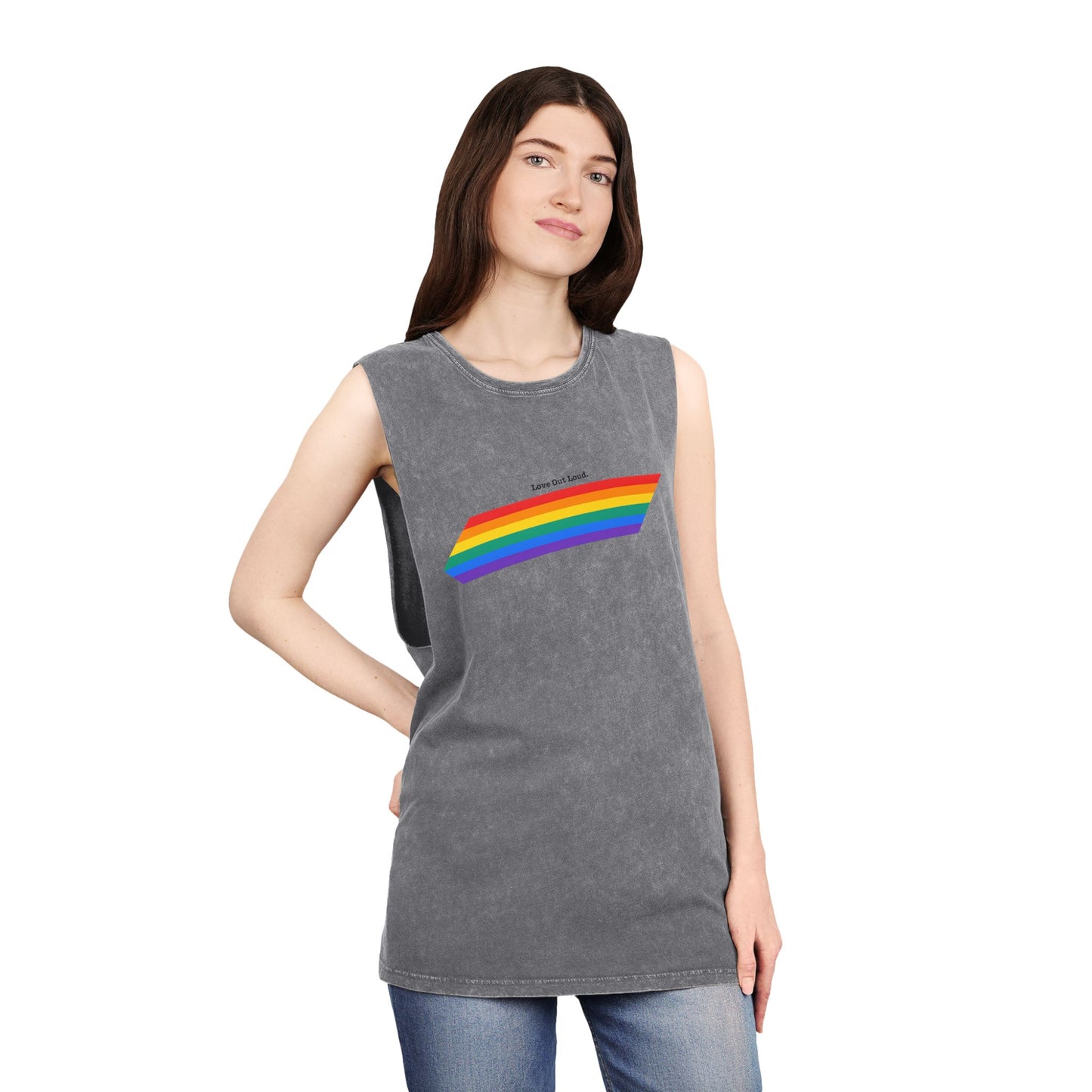 Unisex Stonewash Rainbow Pride Tank Top - Pride Apparel, Summer Essential