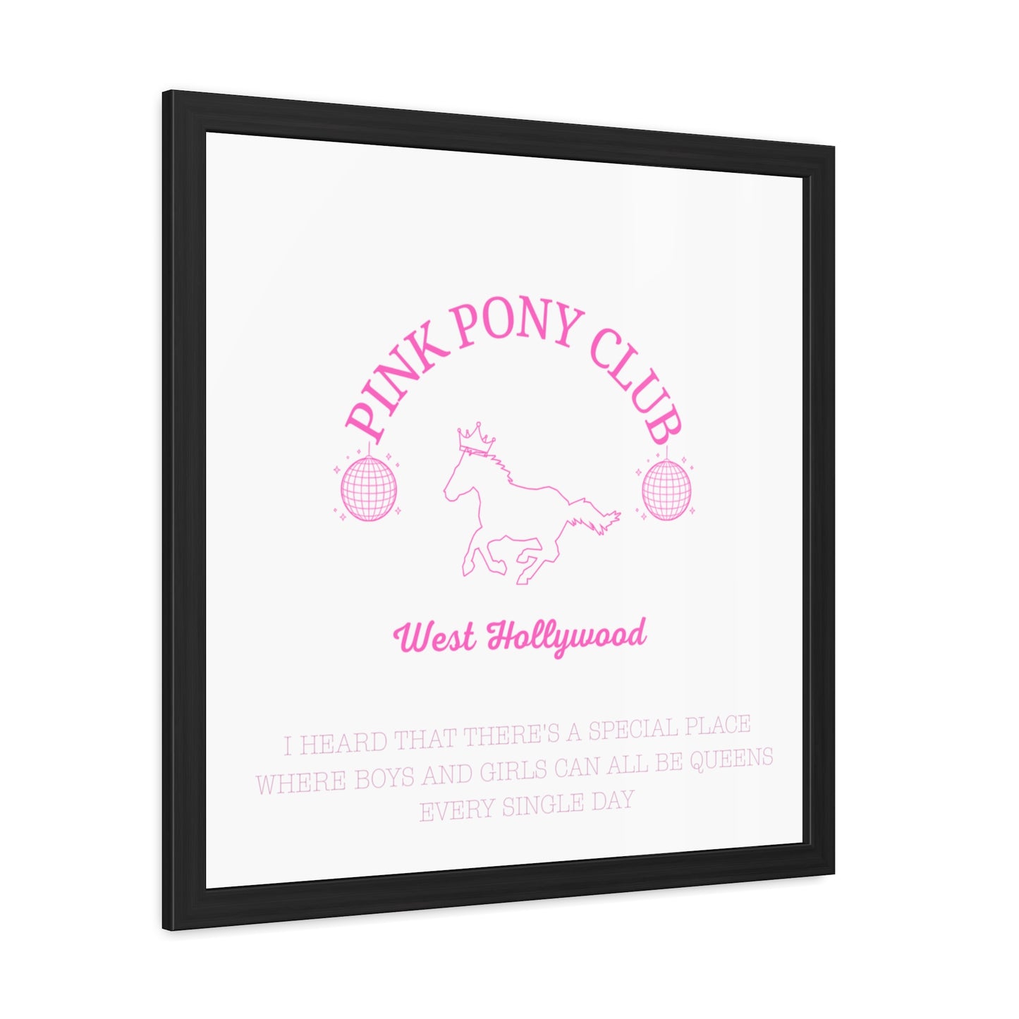 Pink Pony Club Framed Poster - Whimsical Art for Queens, West Hollywood Decor