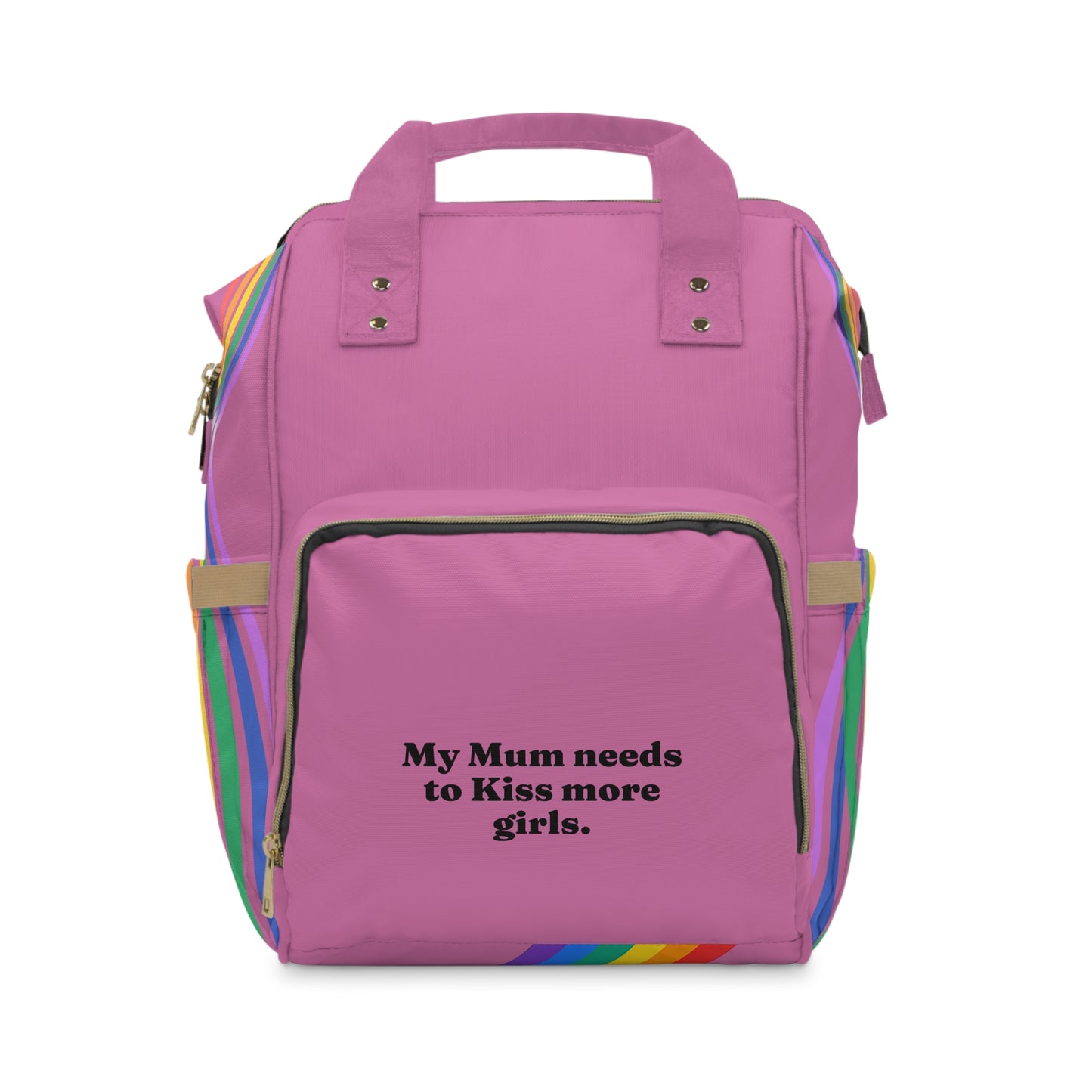 Gay Mum Diaper Backpack with Fun Warning Design
