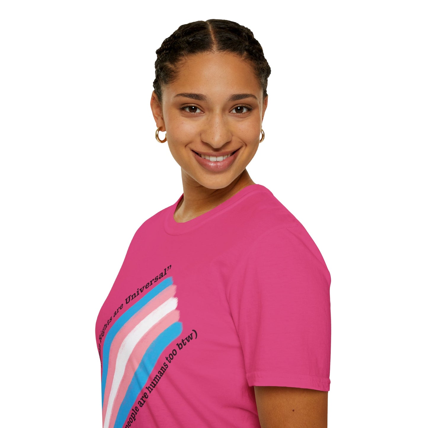 Unisex Softstyle T-Shirt - Trans Rights are Human Rights, Human Rights are Universal, LGBTQ+ Pride, Comfortable Casual Wear