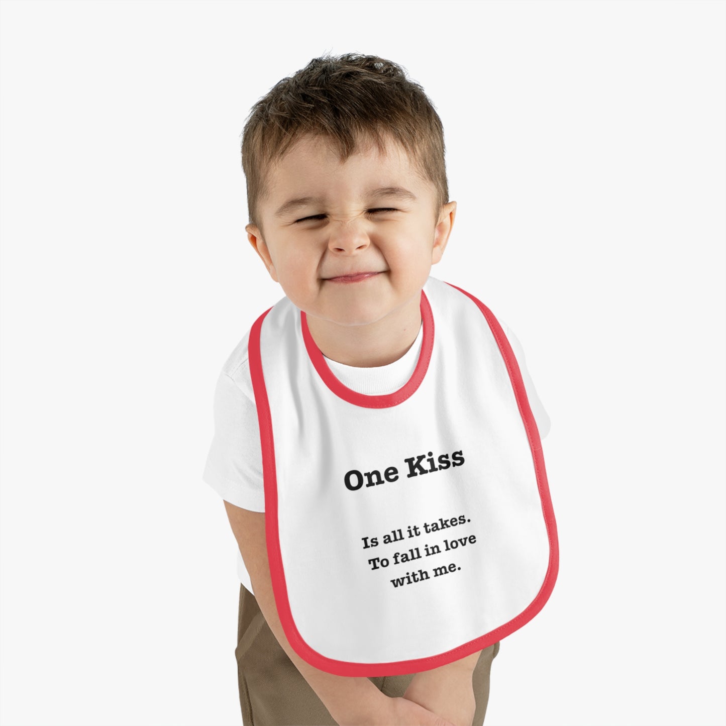 Cute Baby Bib - 'One Kiss' Inspirational Baby Bib for New Parents