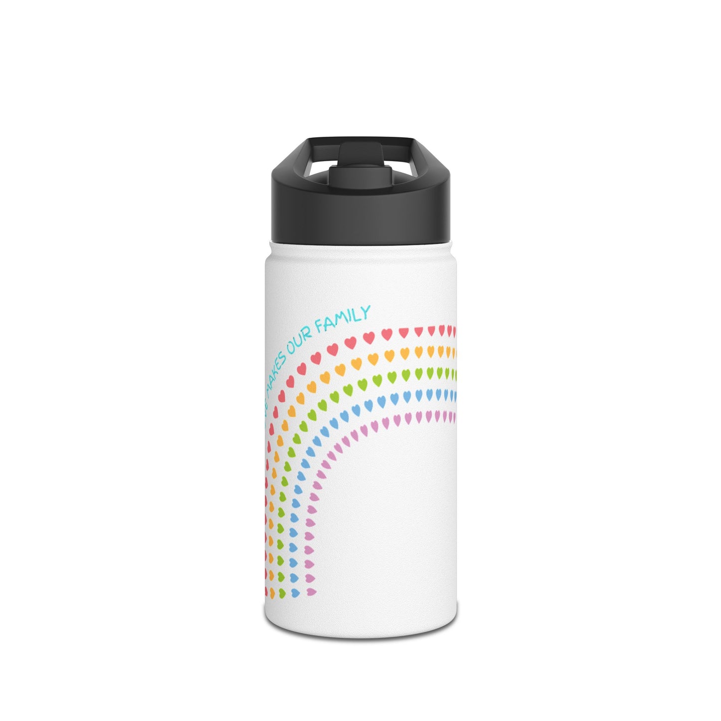 PRIDE LGBTQ+ family Rainbow Hearts Stainless Steel Water Bottle for Family, Eco-Friendly Hydration, Stay Hydrated
