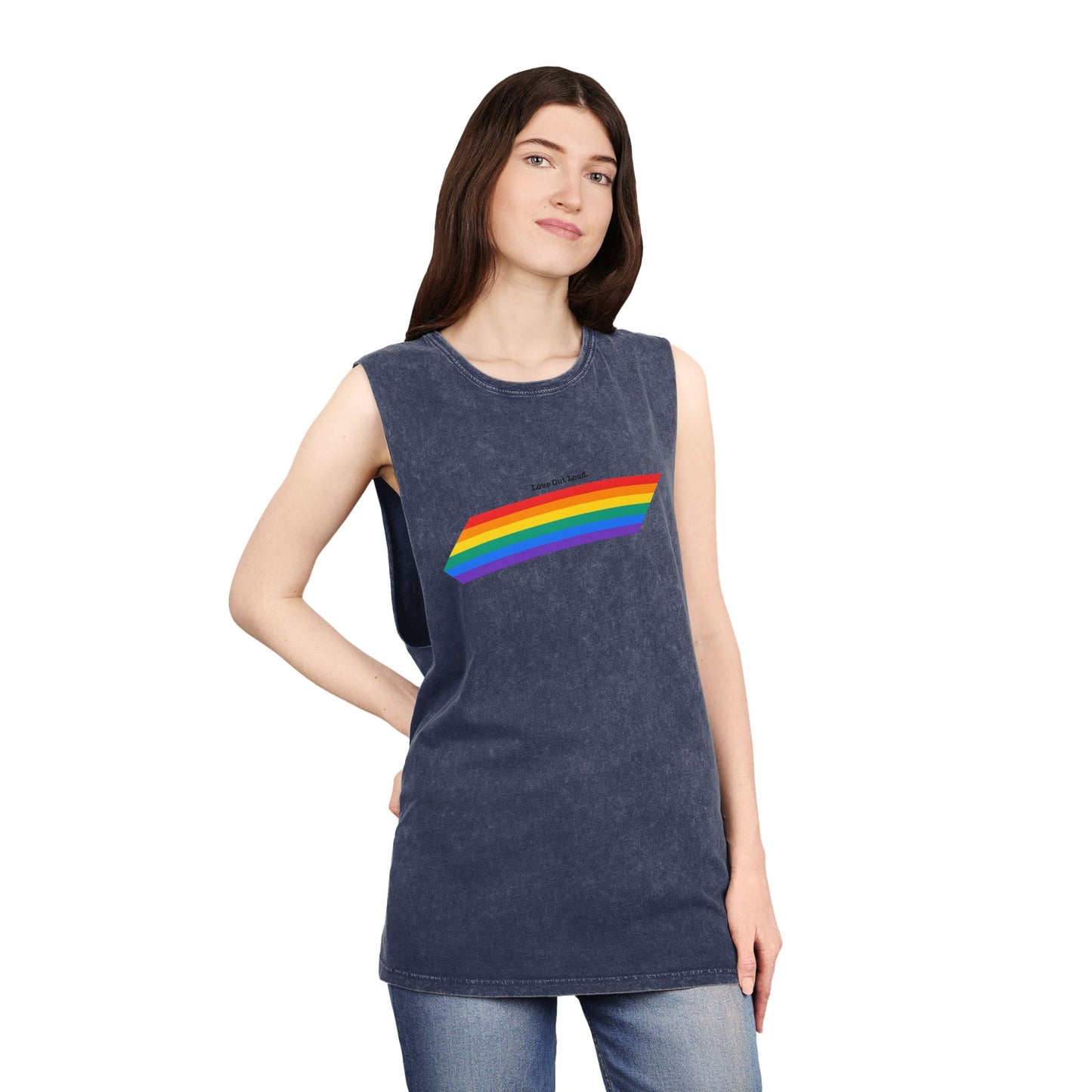 Unisex Stonewash Rainbow Pride Tank Top - Pride Apparel, Summer Essential