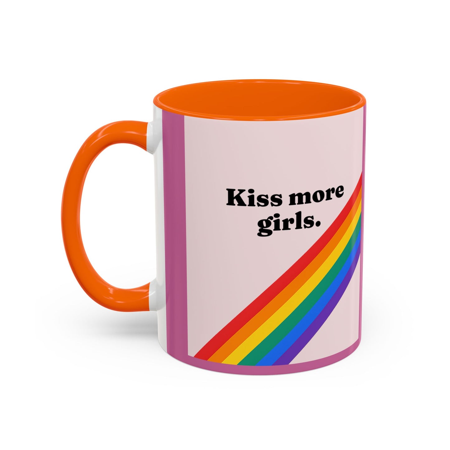 LGBT kiss girls Rainbow & Cherry Accent Coffee Mug - 11oz & 15oz