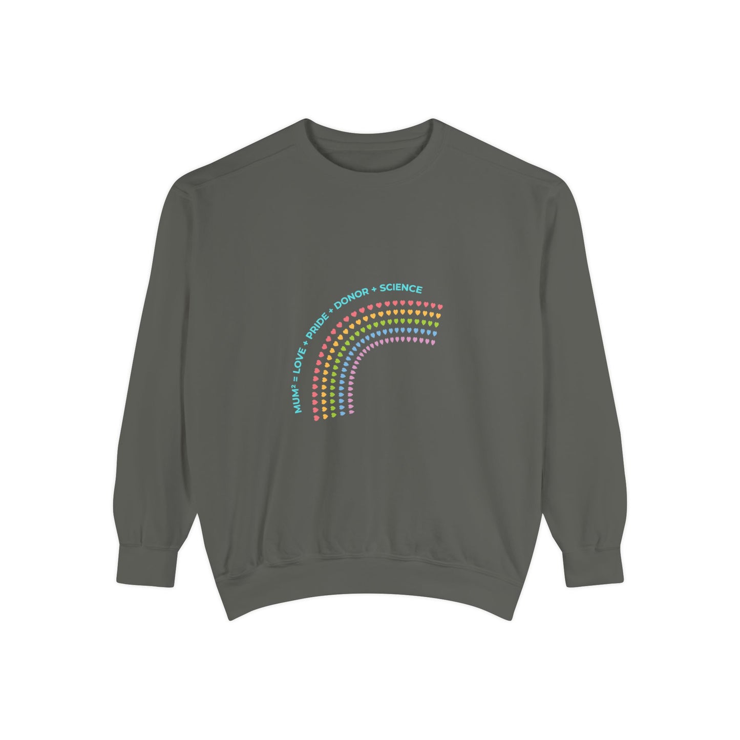 PRIDE MUMS2 Dot Rainbow Sweatshirt, Unisex Garment-Dyed Sweatshirt, Cozy Layering Piece, Perfect for Science Lovers, Gift for LGBTQ+ Ally