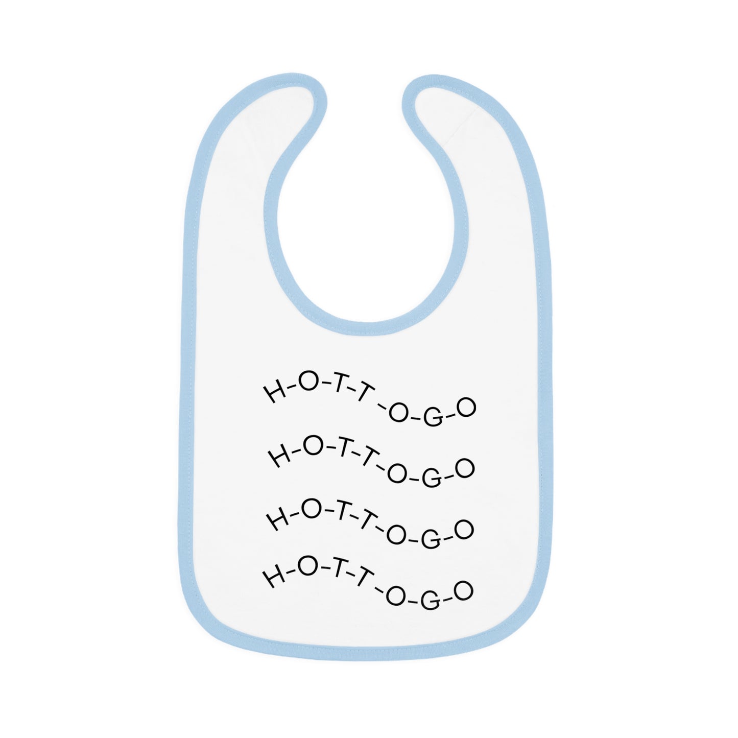Cute Contrast Trim Baby Bib - Fun 'H-O-T-T-O-G-O' Design for Mealtime