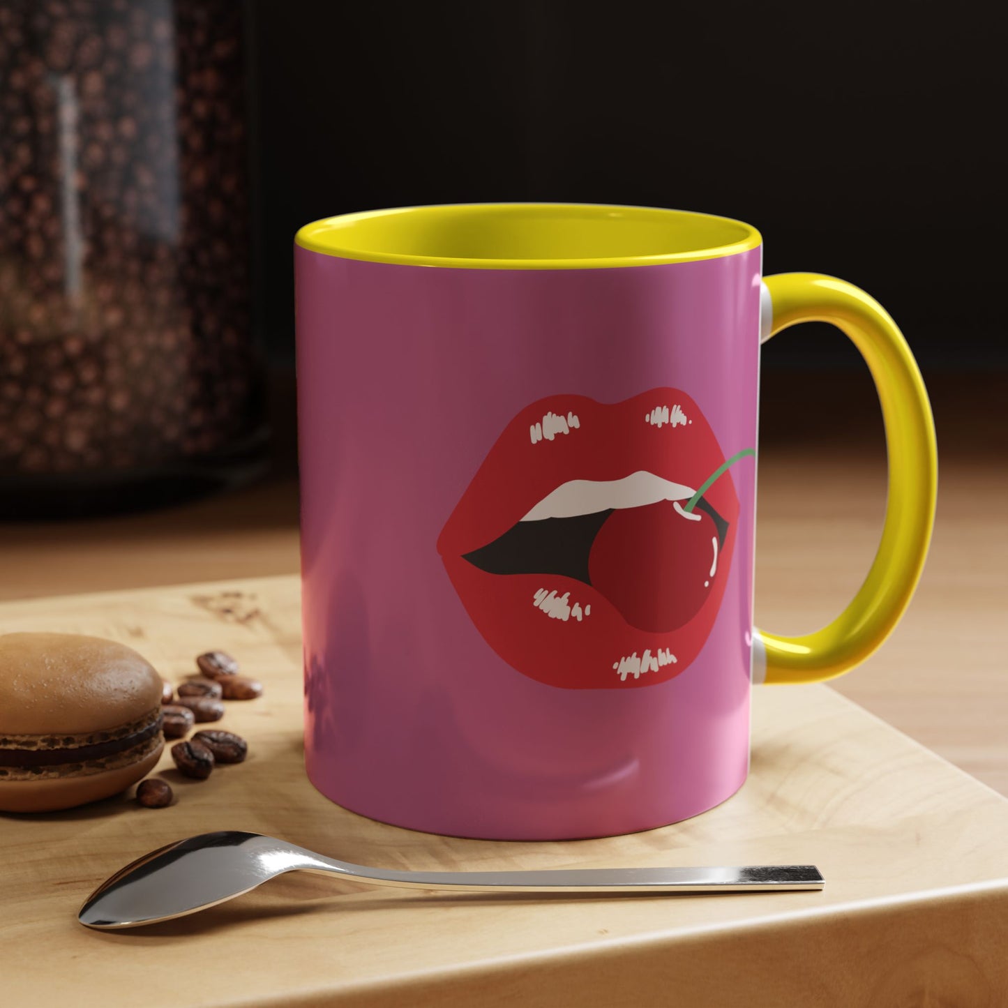 LGBT kiss girls Rainbow & Cherry Accent Coffee Mug - 11oz & 15oz