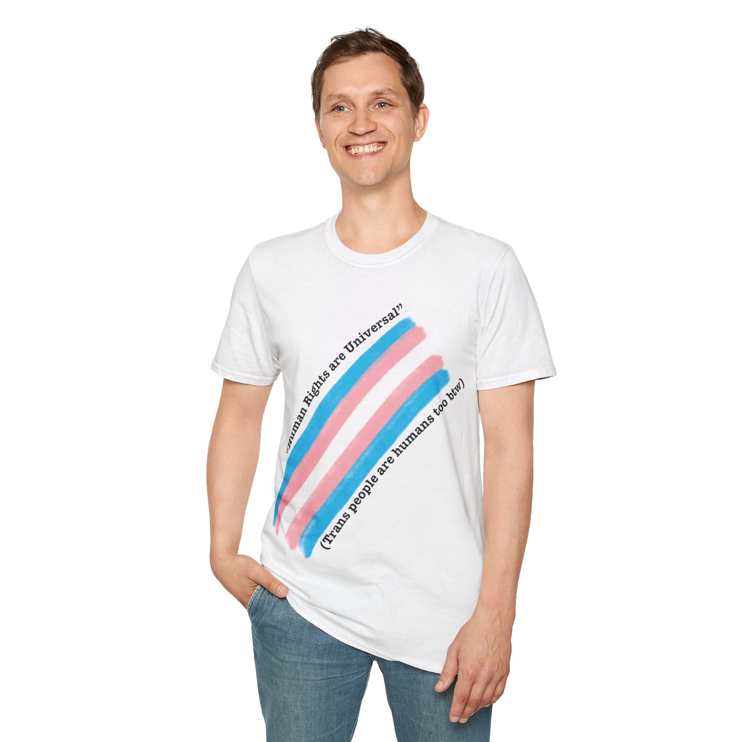 Unisex Softstyle T-Shirt - Trans Rights are Human Rights, Human Rights are Universal, LGBTQ+ Pride, Comfortable Casual Wear