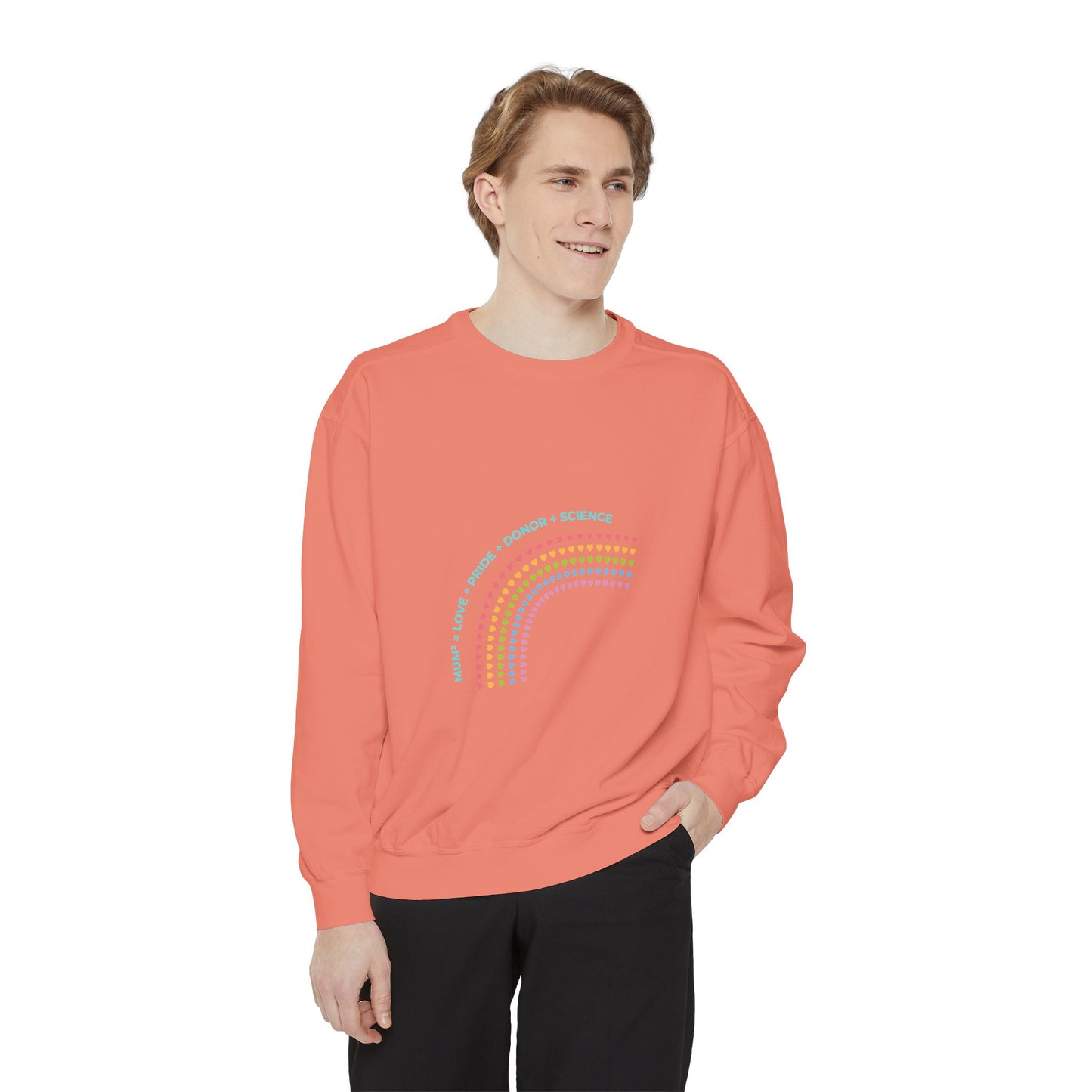 PRIDE MUMS2 Dot Rainbow Sweatshirt, Unisex Garment-Dyed Sweatshirt, Cozy Layering Piece, Perfect for Science Lovers, Gift for LGBTQ+ Ally