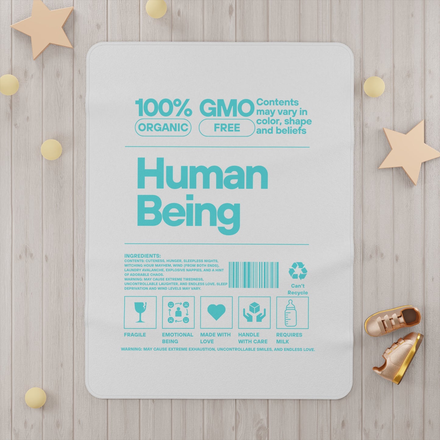 Organic Toddler Blanket – 'Human Being' Design, Eco-Friendly & Soft