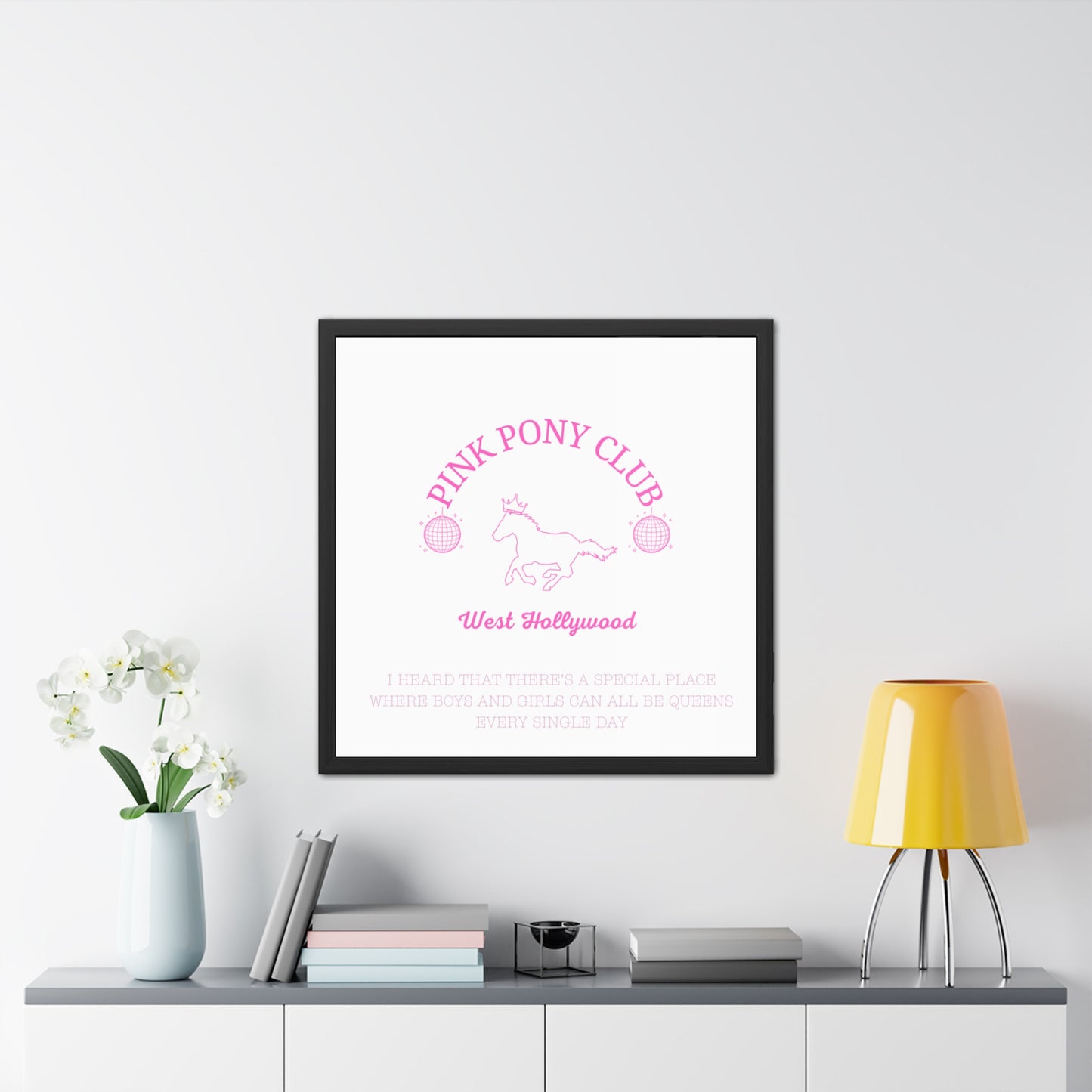 Pink Pony Club Framed Poster - Whimsical Art for Queens, West Hollywood Decor