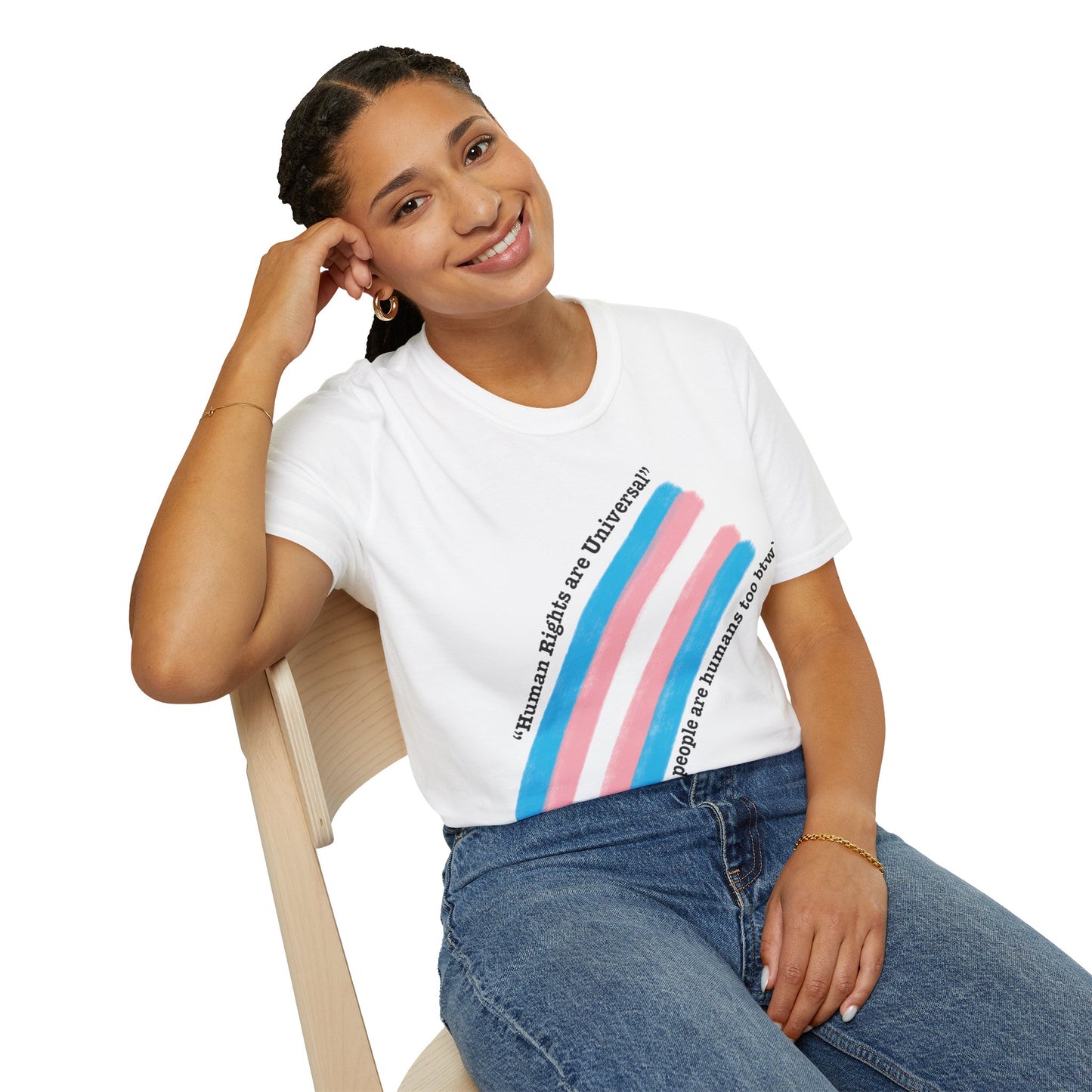 Unisex Softstyle T-Shirt - Trans Rights are Human Rights, Human Rights are Universal, LGBTQ+ Pride, Comfortable Casual Wear