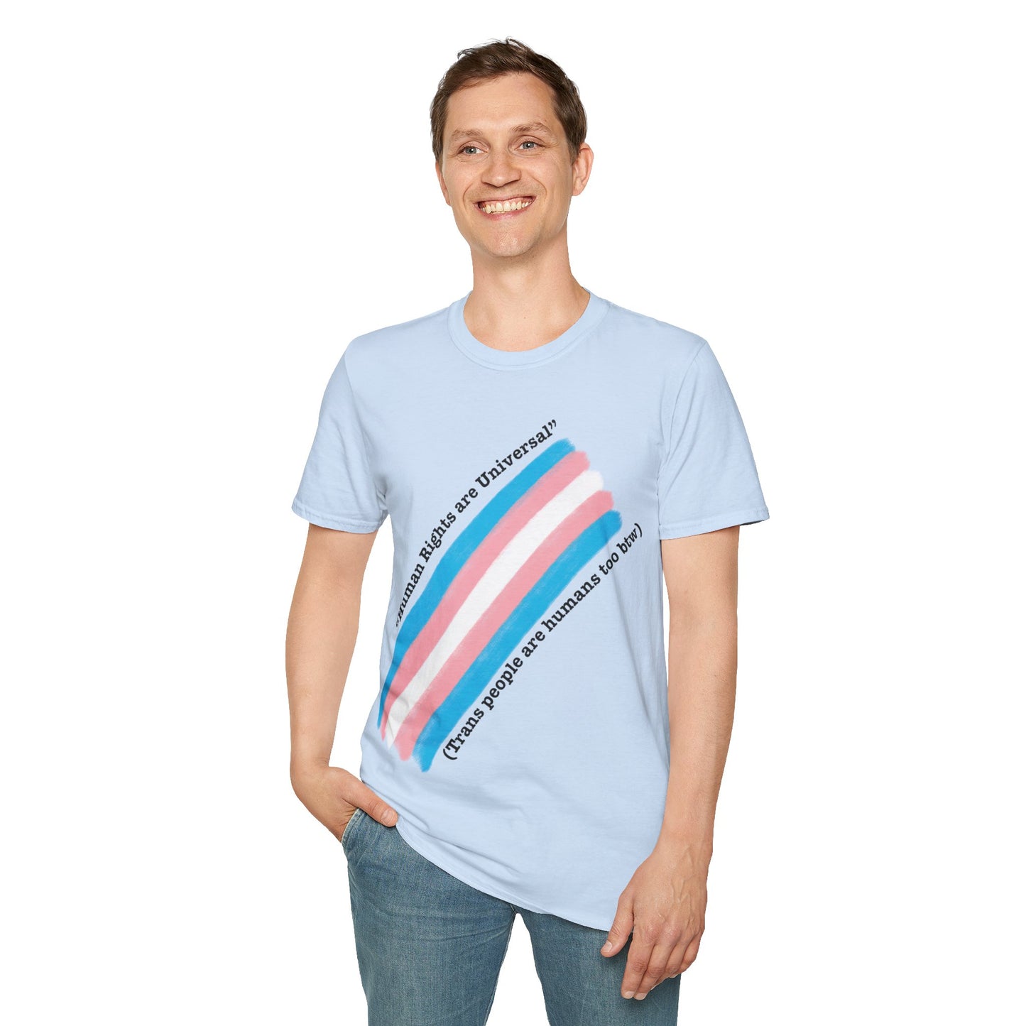 Unisex Softstyle T-Shirt - Trans Rights are Human Rights, Human Rights are Universal, LGBTQ+ Pride, Comfortable Casual Wear