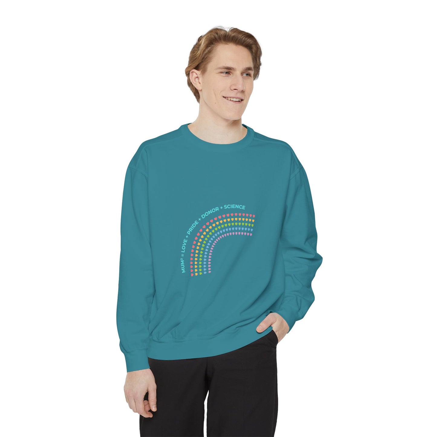 PRIDE MUMS2 Dot Rainbow Sweatshirt, Unisex Garment-Dyed Sweatshirt, Cozy Layering Piece, Perfect for Science Lovers, Gift for LGBTQ+ Ally