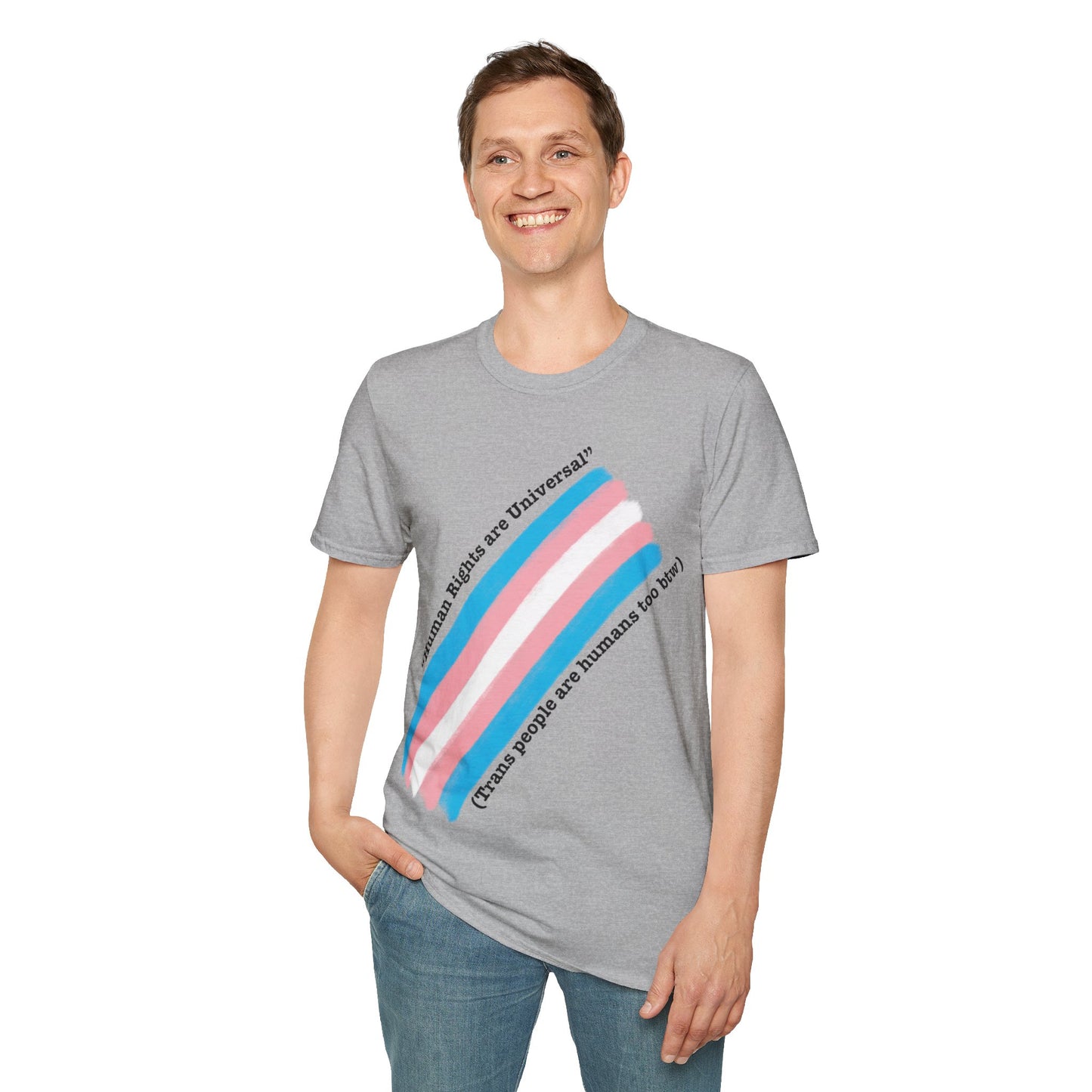 Unisex Softstyle T-Shirt - Trans Rights are Human Rights, Human Rights are Universal, LGBTQ+ Pride, Comfortable Casual Wear