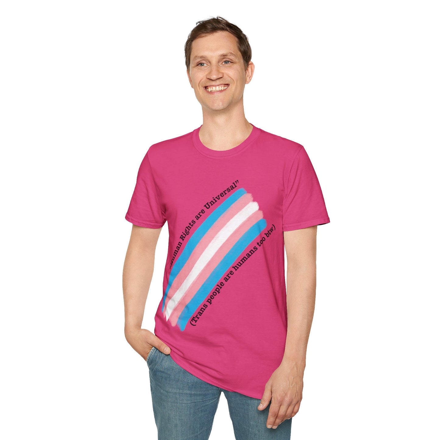 Unisex Softstyle T-Shirt - Trans Rights are Human Rights, Human Rights are Universal, LGBTQ+ Pride, Comfortable Casual Wear