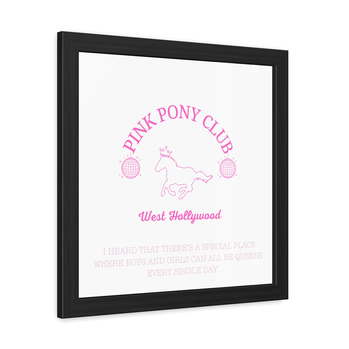 Pink Pony Club Framed Poster - Whimsical Art for Queens, West Hollywood Decor