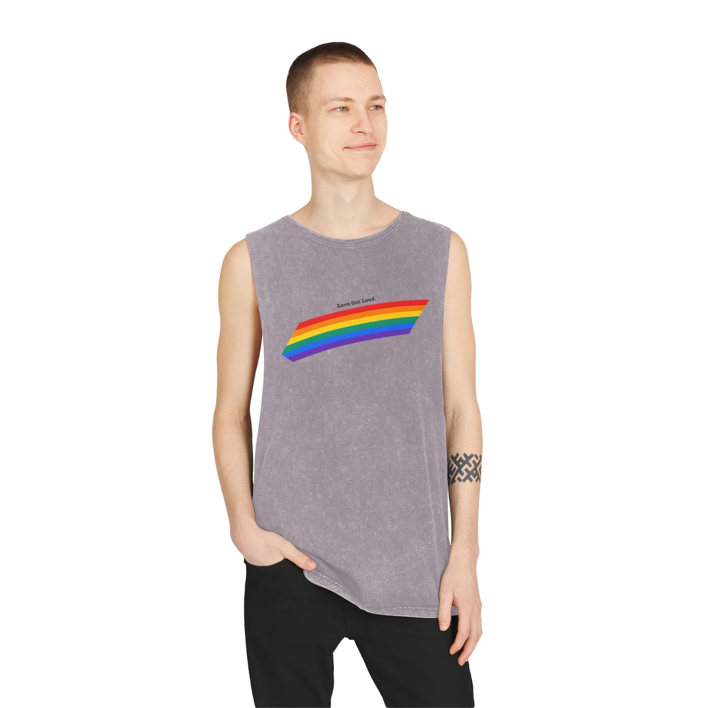 Unisex Stonewash Rainbow Pride Tank Top - Pride Apparel, Summer Essential