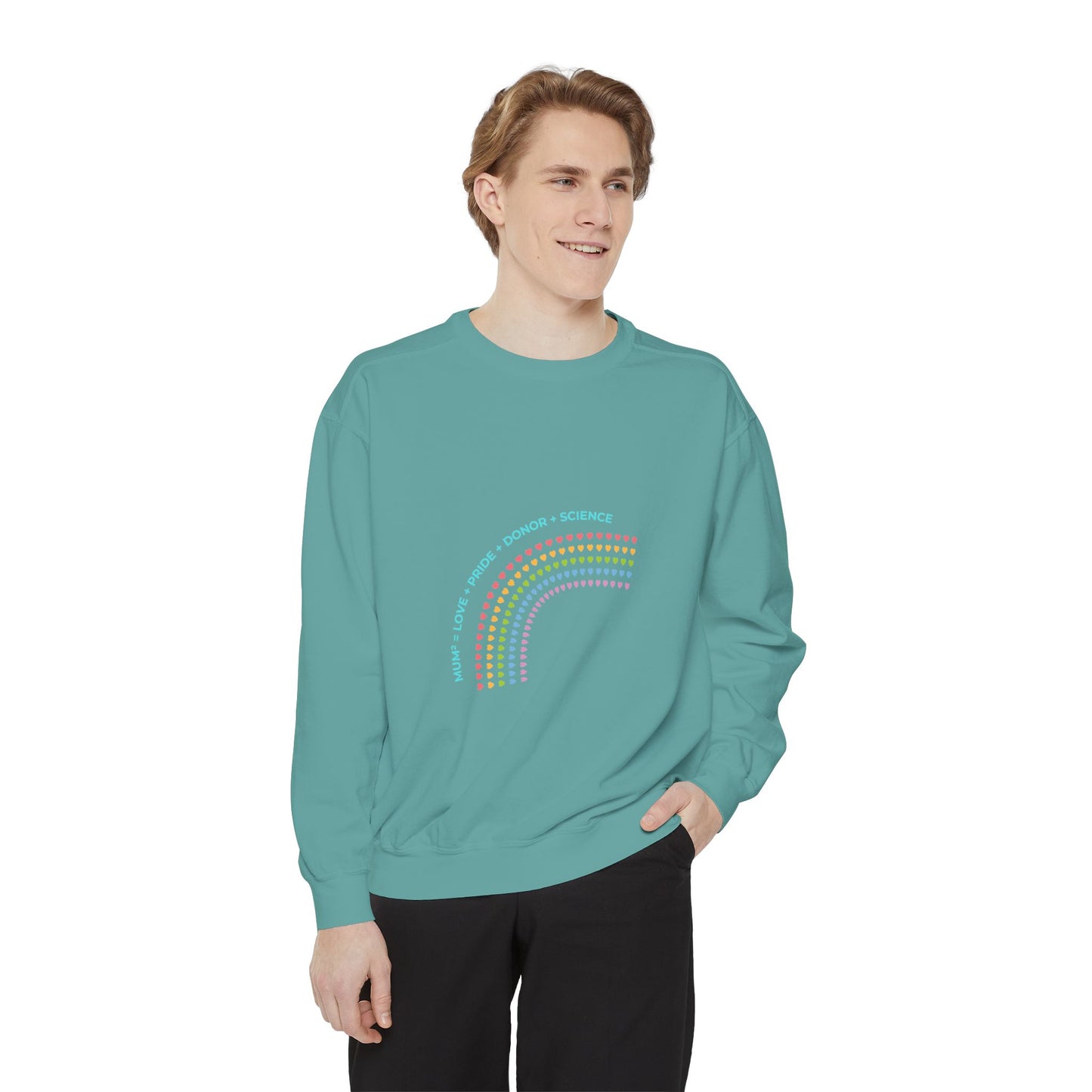 PRIDE MUMS2 Dot Rainbow Sweatshirt, Unisex Garment-Dyed Sweatshirt, Cozy Layering Piece, Perfect for Science Lovers, Gift for LGBTQ+ Ally