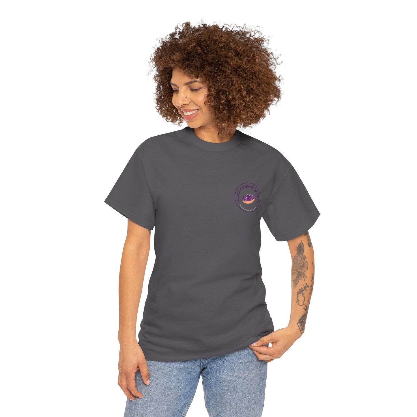 Unisex Heavy Cotton Tee - Ace and Aro fun tee "donut need sex or romance" Casual T-Shirt