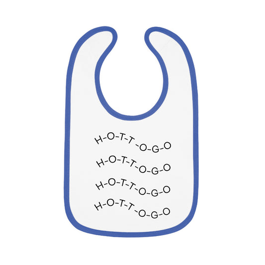 Cute Contrast Trim Baby Bib - Fun 'H-O-T-T-O-G-O' Design for Mealtime