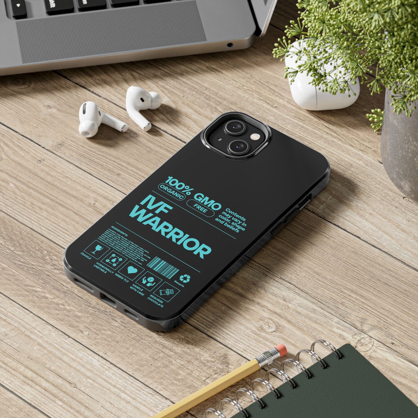 Mint IVF Warrior Tough Phone Case - Empowering Gift for Fertility Journey, IVF Support, Organic Design, Personalized Cases, Motivational Art