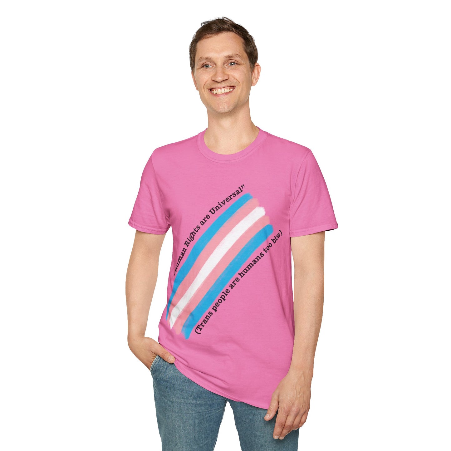 Unisex Softstyle T-Shirt - Trans Rights are Human Rights, Human Rights are Universal, LGBTQ+ Pride, Comfortable Casual Wear