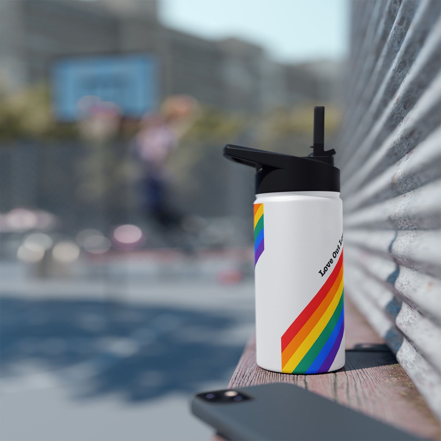 PRIDE LGBTQ+ family Rainbow Hearts Stainless Steel Water Bottle