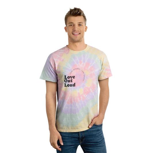 Love Out Loud Spiral Tie-Dye Tee - Colorful and Proud T-Shirt