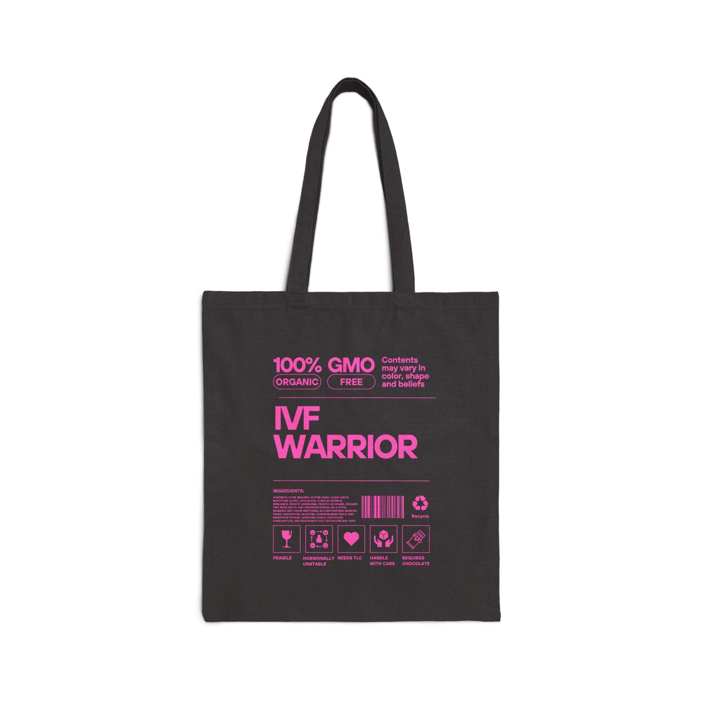 IVF Warrior Cotton Canvas Tote Bag, Inspirational Gift, Eco-Friendly Shopping Bag, Support for IVF Journey, Reusable Tote for Everyday Use,