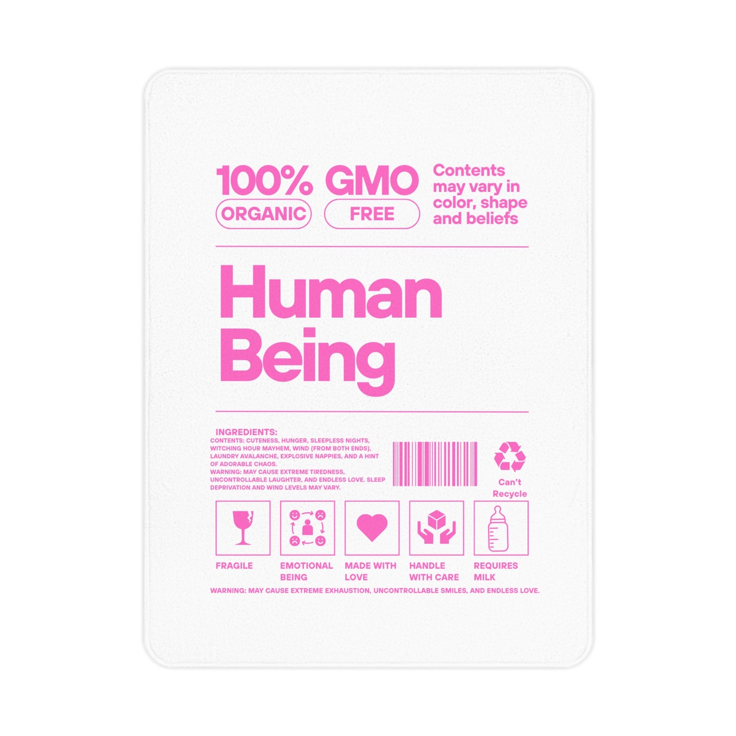 Organic Toddler Blanket – 'Human Being' Design, Eco-Friendly & Soft